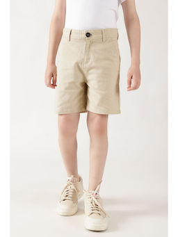 One Friday - Boys Beige Regular Fitted Solid Shorts