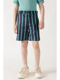 One Friday - Boys Navy Blue Printed Shorts