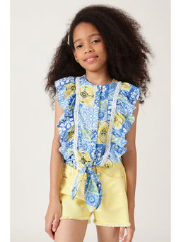 One Friday - Girls Multicolour Regular Fit Printed Top