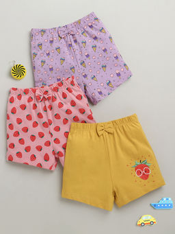 Bumzee - Multi-Colour Girls Printed Shorts (Pack Of 3)