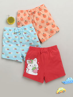 Bumzee - Multi-Colour Girls Printed Shorts (Pack Of 3)