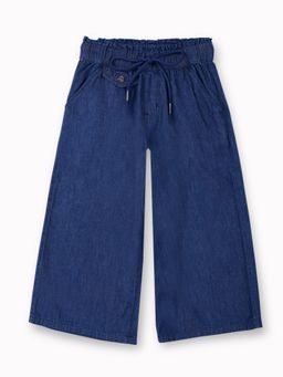 Gini & Jony - Girls Dark Blue Solid Denim Culottes Elasticated