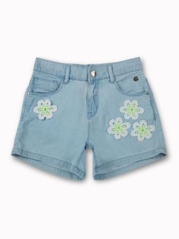 Gini & Jony - Girls Light Blue Applique Denim Shorts Elasticated