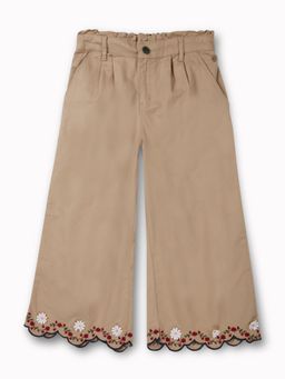 Gini & Jony - Girls Khaki Applique Cotton Culottes Elasticated