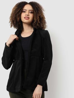 Campus Sutra - Womens Black Solid Regular Fit Blazer