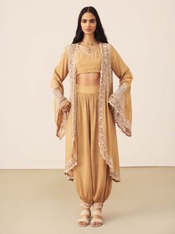 Ritu Kumar - Brown Rayon Blend Solid/Plain Co-ord Set