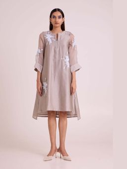 MADDER MUCH - Beige Gracie Graphite Fern Tunic Dress