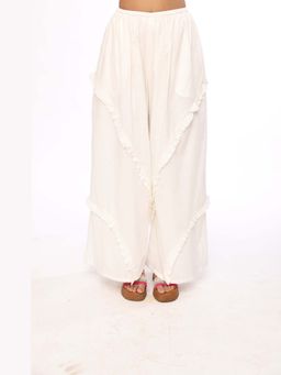 The Clothing Factory - Ivory Boho Ruffle Ivory Palazzo