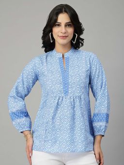 Style Quotient - Women's Blue Rayon Tunic Top