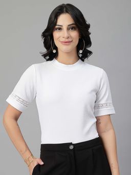 Style Quotient - Women's Solid White Casual Top
