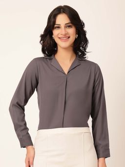 Style Quotient - Women's Solid Grey Polymoss Shirt