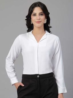 Style Quotient - Women's Solid White Polymoss Shirt