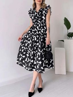 PIMU - Womens Graphic Black Dress