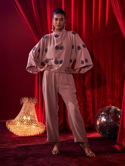 House of Fett - Womens Embroidered Pink Shirt with Pant