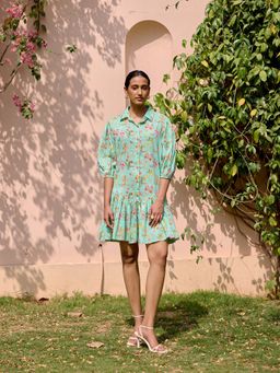 Farm Loom - Womens Floral Green Dress