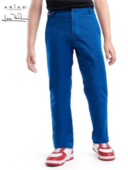 Arias by LARA DUTTA - Cotton Stretch Pique Knit Pant With Rib Waistband - Blue