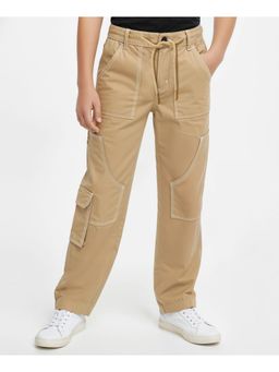 Arias by LARA DUTTA - Cotton Solid Trouser Pant With Pockets - Beige