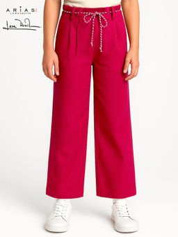 Arias by LARA DUTTA - Cotton Linen Solid Pant With Belt - Pink
