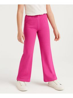 Arias by LARA DUTTA - Cotton Elastane Knit Solid Straight Pant - Fuschia