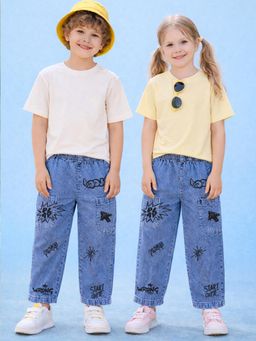 The Natkhat Tales - Blue Unisex Kids Cotton Jeans