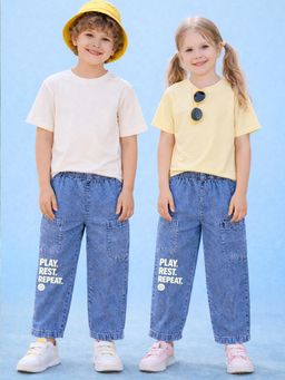 The Natkhat Tales - Blue Unisex Kids Cotton Jeans