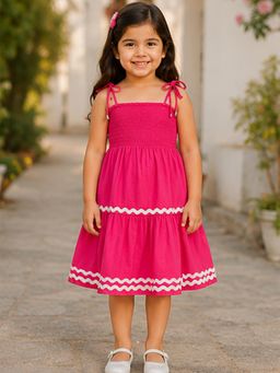 The Natkhat Tales - Fushia Girls Smocked Dress