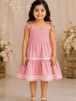 The Natkhat Tales - Pink Girls Smocked Dress