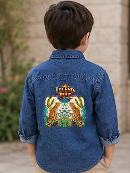 The Natkhat Tales - Blue Kids Casual Cotton Denim Shirt