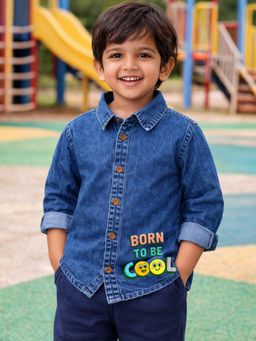 The Natkhat Tales - Blue Kids Casual Cotton Denim Shirt