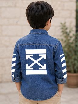 The Natkhat Tales - Blue Kids Casual Cotton Denim Shirt