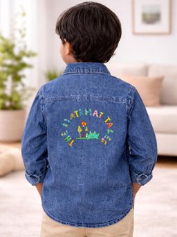 The Natkhat Tales - Blue Kids Casual Cotton Denim Shirt
