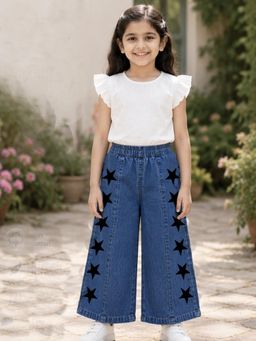 The Natkhat Tales - Blue Girls Cotton Denim Jeans