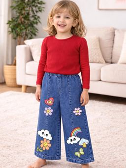 The Natkhat Tales - Blue Girls Cotton Denim Jeans