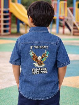 The Natkhat Tales - Blue Kids Casual Cotton Denim Shirt