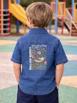 The Natkhat Tales - Blue Kids Casual Cotton Denim Shirt