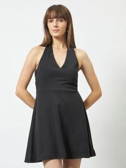 Trend Arrest - Black Women Halter Neck Mini Dress