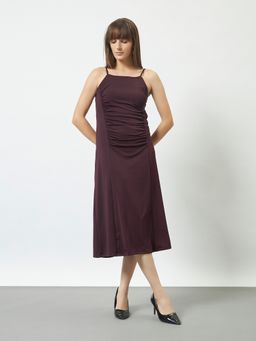 Trend Arrest - Wine Women Centre Gathers Midi Dress