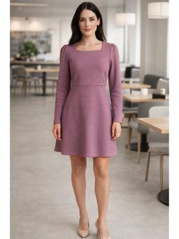Style Quotient - Women Polyknit Textured Pink A-Line Dress