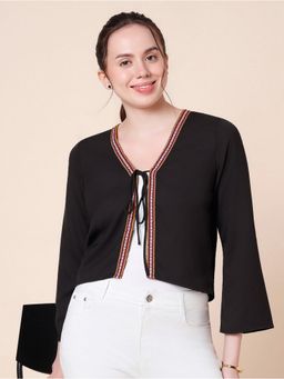 Style Quotient - Women Solid Polyester Black Shrug