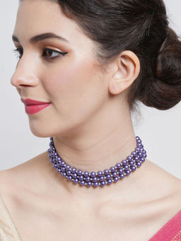 Karatcart - Violet Pearl Beaded Choker Necklace