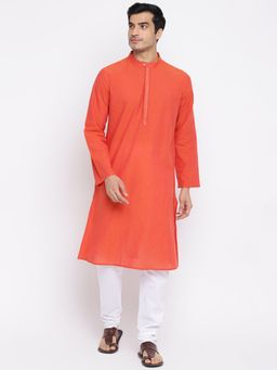 Fabindia - Red Cotton Embroidered Long Kurta