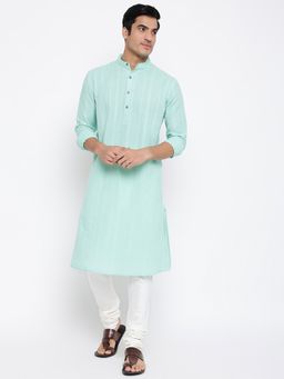 Fabindia - Green Cotton Printed Long Kurta