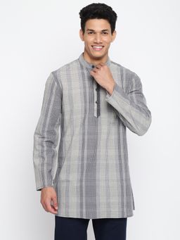Fabindia - Grey Cotton Checks Short Kurta