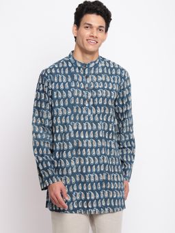 Fabindia - Blue Cotton Printed Short Kurta