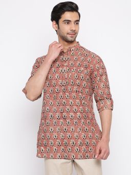 Fabindia - Red Cotton Printed Short Kurta