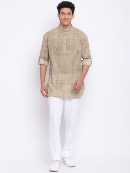 Fabindia - Beige Cotton Hand Block Printed Short Kurta (Set of 2)
