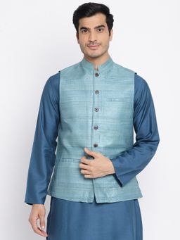 Fabindia - Green Silk Regular Fit Nehru Jacket