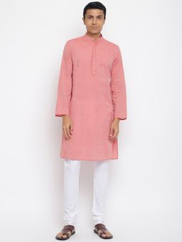 Fabindia - Pink Cotton Slim Fit Long Kurta