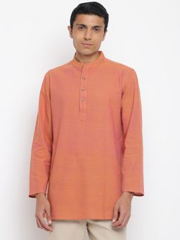 Fabindia - Orange Cotton Woven Short Kurta