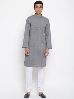 Fabindia - Grey Cotton Woven Long Kurta